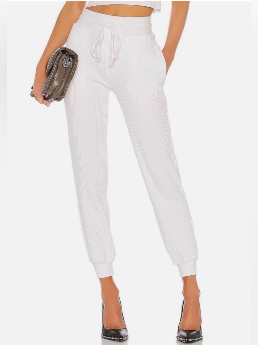 The Range Vital Rib Jogger Sweatpants White Drawstring